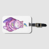 Cute Whimsical Paars Hippo Bagagelabel (Voorkant (horizontaal))