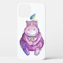Cute Whimsical Paars Hippo Case-Mate iPhone Case