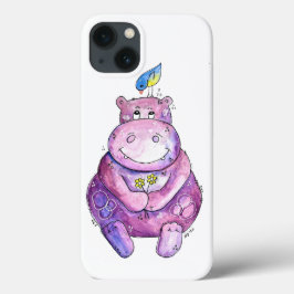 Cute Whimsical Paars Hippo Case-Mate iPhone Case