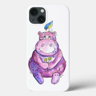 Cute Whimsical Paars Hippo Case-Mate iPhone Case