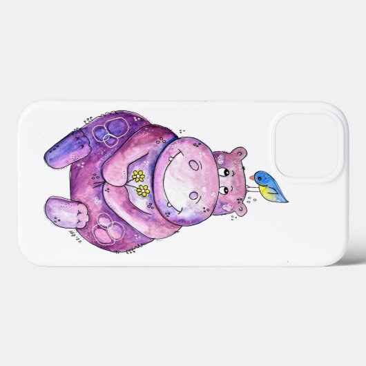 Cute Whimsical Paars Hippo Case-Mate iPhone Case (Achterkant (horizontaal))