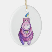 Cute Whimsical Paars Hippo Keramisch Ornament (Rechts)