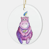 Cute Whimsical Paars Hippo Keramisch Ornament (Links)