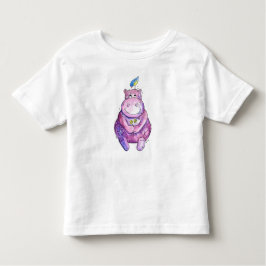 Cute Whimsical Paars Hippo Kinder Shirts