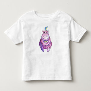 Cute Whimsical Paars Hippo Kinder Shirts