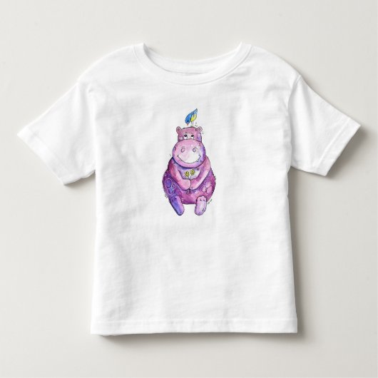 Cute Whimsical Paars Hippo Kinder Shirts (Voorkant)