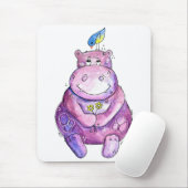 Cute Whimsical Paars Hippo Muismat (Met muis)