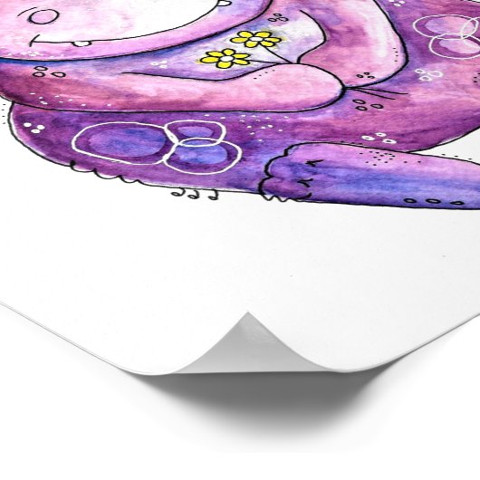 Cute Whimsical Paars Hippo Poster (Hoek)