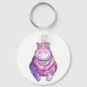 Cute Whimsical Paars Hippo Sleutelhanger (Voorkant)
