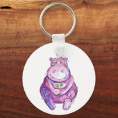 Cute Whimsical Paars Hippo Sleutelhanger (Voorkant)
