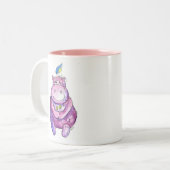 Cute Whimsical Paars Hippo Tweekleurige Koffiemok (Voorkant links)