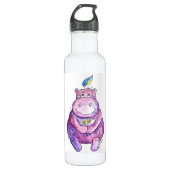 Cute Whimsical Paars Hippo Waterfles (Voorkant)