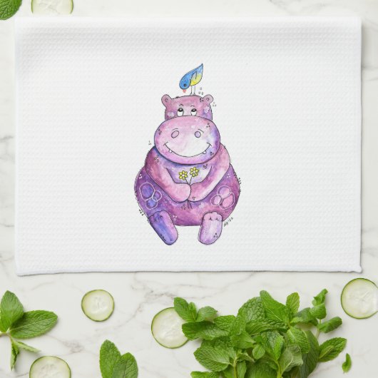 Cute Whimsical Paars Theedoek (Gevouwen)