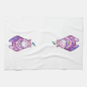 Cute Whimsical Paars Theedoek (Horizontaal)