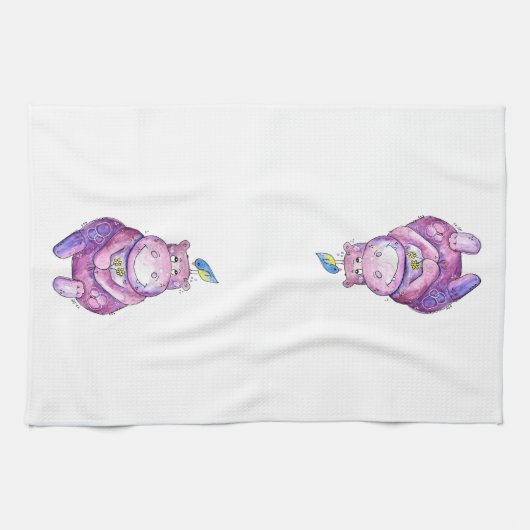 Cute Whimsical Paars Theedoek (Horizontaal)