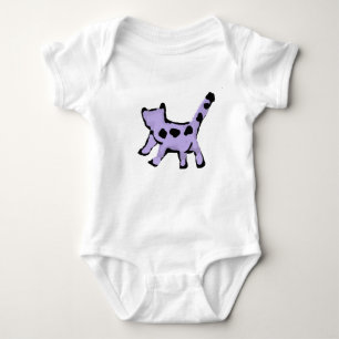 Cute Whimsical Paarse Gevlekte Kat Baby Bodysuit