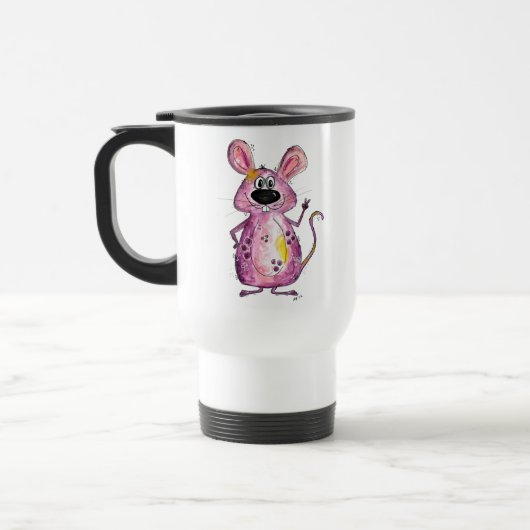 Cute Whimsical Paarse Mouse Reisbeker (Links)