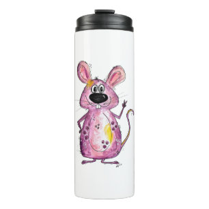 Cute Whimsical Paarse Mouse Thermosbeker