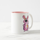 Cute Whimsical Paarse Mouse Tweekleurige Koffiemok (Voorkant rechts)