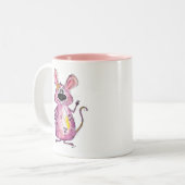 Cute Whimsical Paarse Mouse Tweekleurige Koffiemok (Voorkant links)