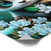 Cute Whimsical Panda Blauwe Bloementuin Kinderkame Poster (Hoek)