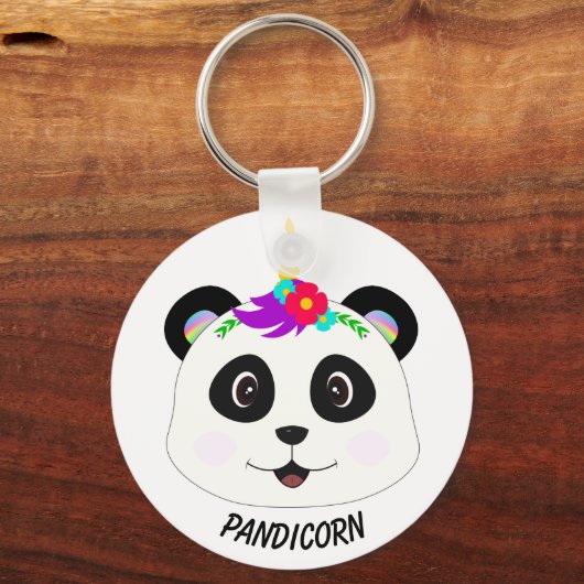 Cute Whimsical Panda Unicorn Pandicorn Sleutelhanger (Voorkant)