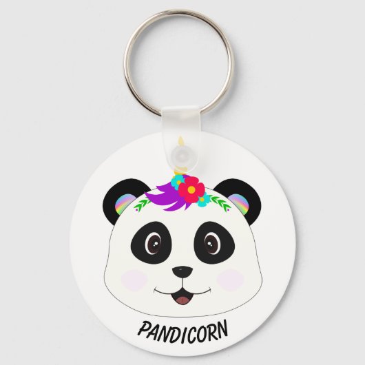 Cute Whimsical Panda Unicorn Pandicorn Sleutelhanger (Achterkant)