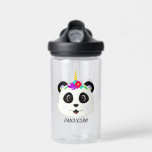 Cute Whimsical Panda Unicorn Pandicorn Waterfles<br><div class="desc">Cute panda face met eenhoornbloemkroon.</div>