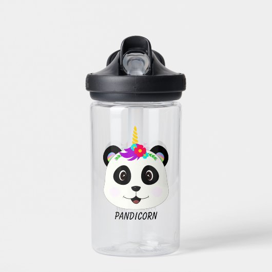 Cute Whimsical Panda Unicorn Pandicorn Waterfles (Voorkant)