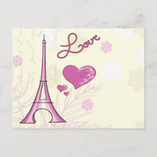 Cute & Whimsical Paris is Love Briefkaart