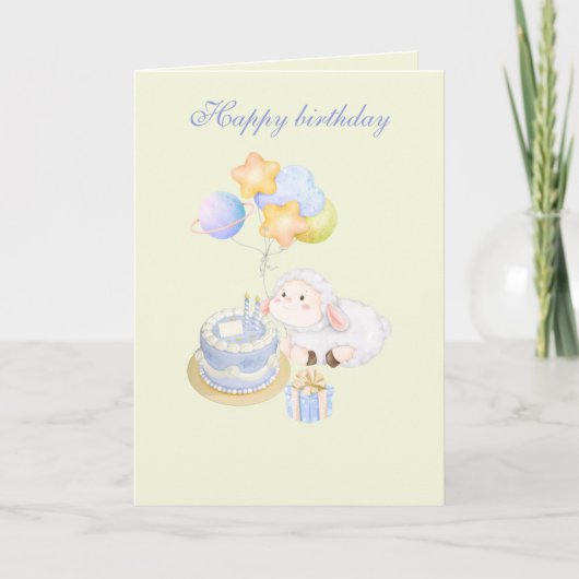 Cute  whimsical Pastel Lamb Birthday Design Kaart (Voorkant)