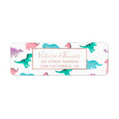 Cute whimsical pastel waterverf dinosaurions patro etiket (Voorkant)