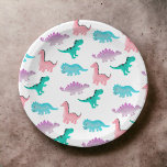 Cute whimsical pastel waterverf dinosaurions patro papieren bordje<br><div class="desc">Cute whimsical pastel waterverf dinosaurussen patroonillustratie door Girly Trend</div>