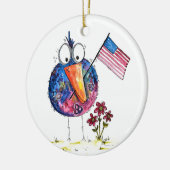 Cute Whimsical Patriotic Bird met vlag Keramisch Ornament (Links)