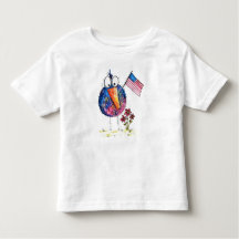 Cute Whimsical Patriotic Bird met vlag