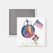 Cute Whimsical Patriotic Bird met vlag Magneet (Voorkant / Achterkant)