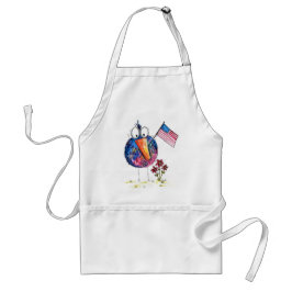 Cute Whimsical Patriotic Bird met vlag Standaard Schort