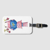 Cute Whimsical Patriotic Pig Bagagelabel (Voorkant (horizontaal))