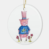 Cute Whimsical Patriotic Pig Keramisch Ornament (Links)