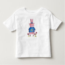 Cute Whimsical Patriotic Pig