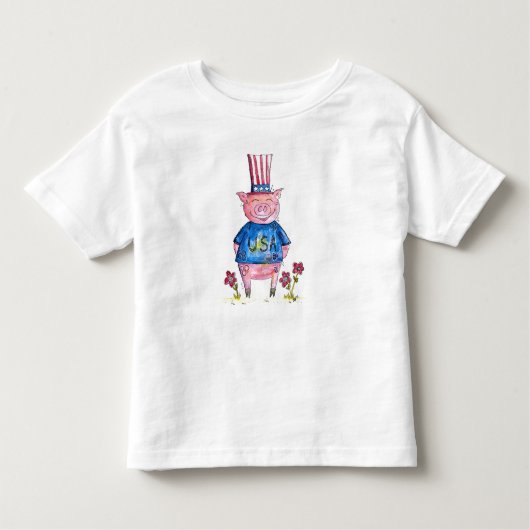 Cute Whimsical Patriotic Pig Kinder Shirts (Voorkant)