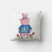 Cute Whimsical Patriotic Pig