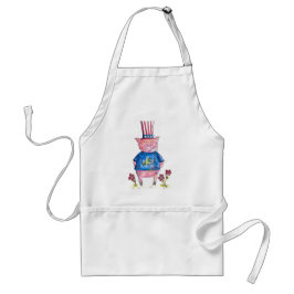 Cute Whimsical Patriotic Pig Standaard Schort