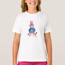 Cute Whimsical Patriotic Pig T-shirt