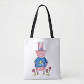 Cute Whimsical Patriotic Pig Tote Bag (Voorkant)