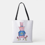 Cute Whimsical Patriotic Pig Tote Bag (Achterkant)
