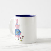 Cute Whimsical Patriotic Pig Tweekleurige Koffiemok (Voorkant links)