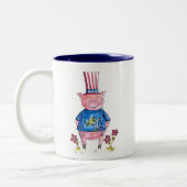 Cute Whimsical Patriotic Pig Tweekleurige Koffiemok (Links)