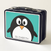 Cute, Whimsical Penguin - aqua blauwgroen douanena (Achterkant)
