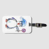 Cute Whimsical Penguin met een Lollipop Bagagelabel (Voorkant (horizontaal))